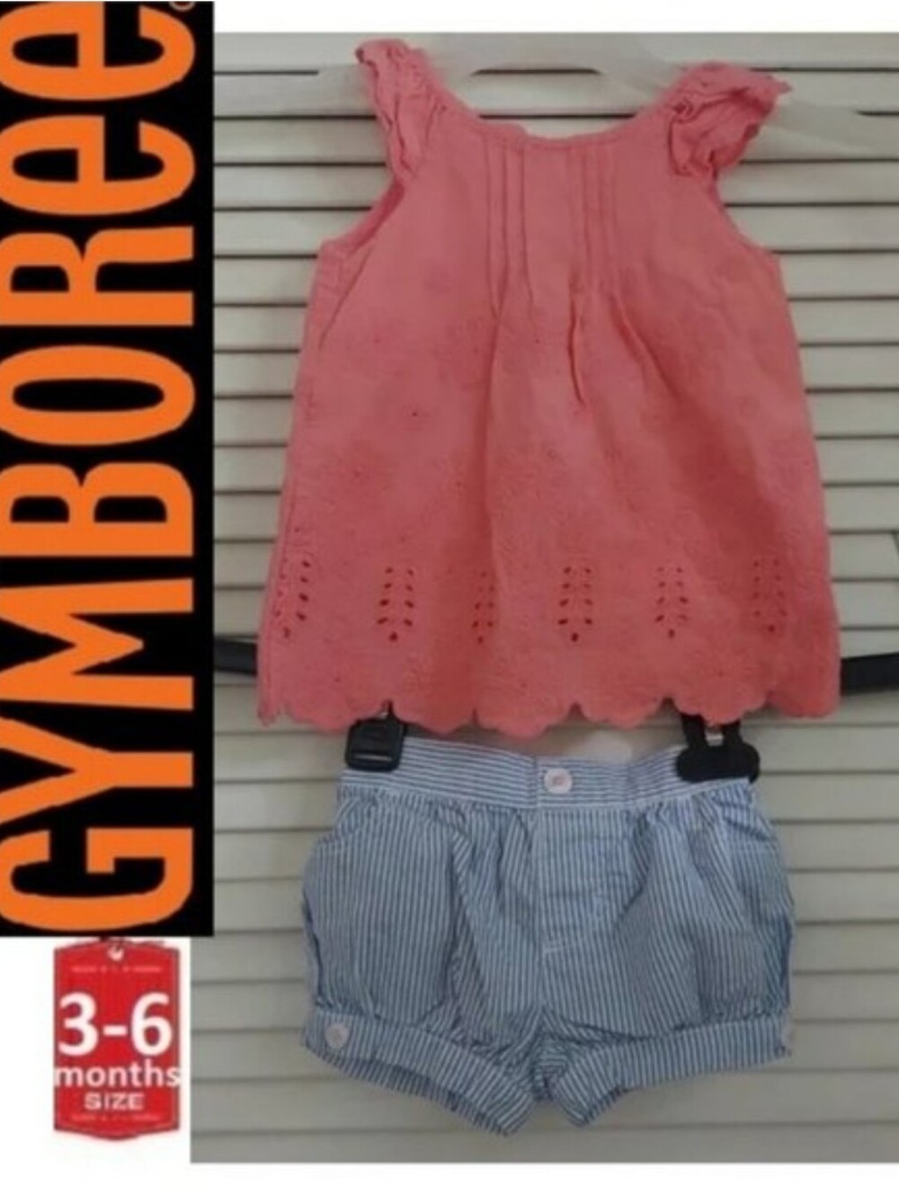 🎁 10/$25- tank and shorts; eyelit top with striped shorts,  3-6 months